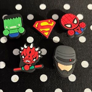 Superhero Kids Costume Shoe Charms - Red, Green, Black